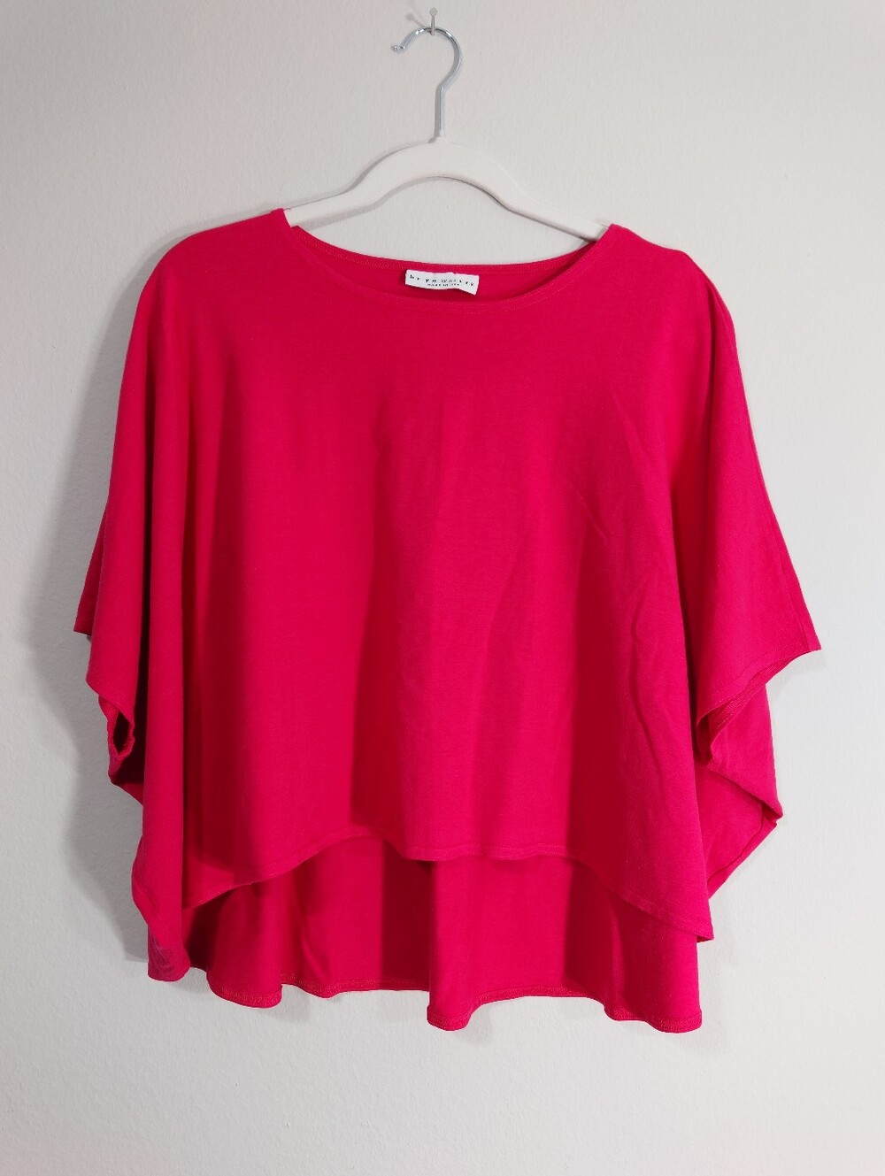Bryn Walker Bamboo Organic Cotton Poncho Top L Pink